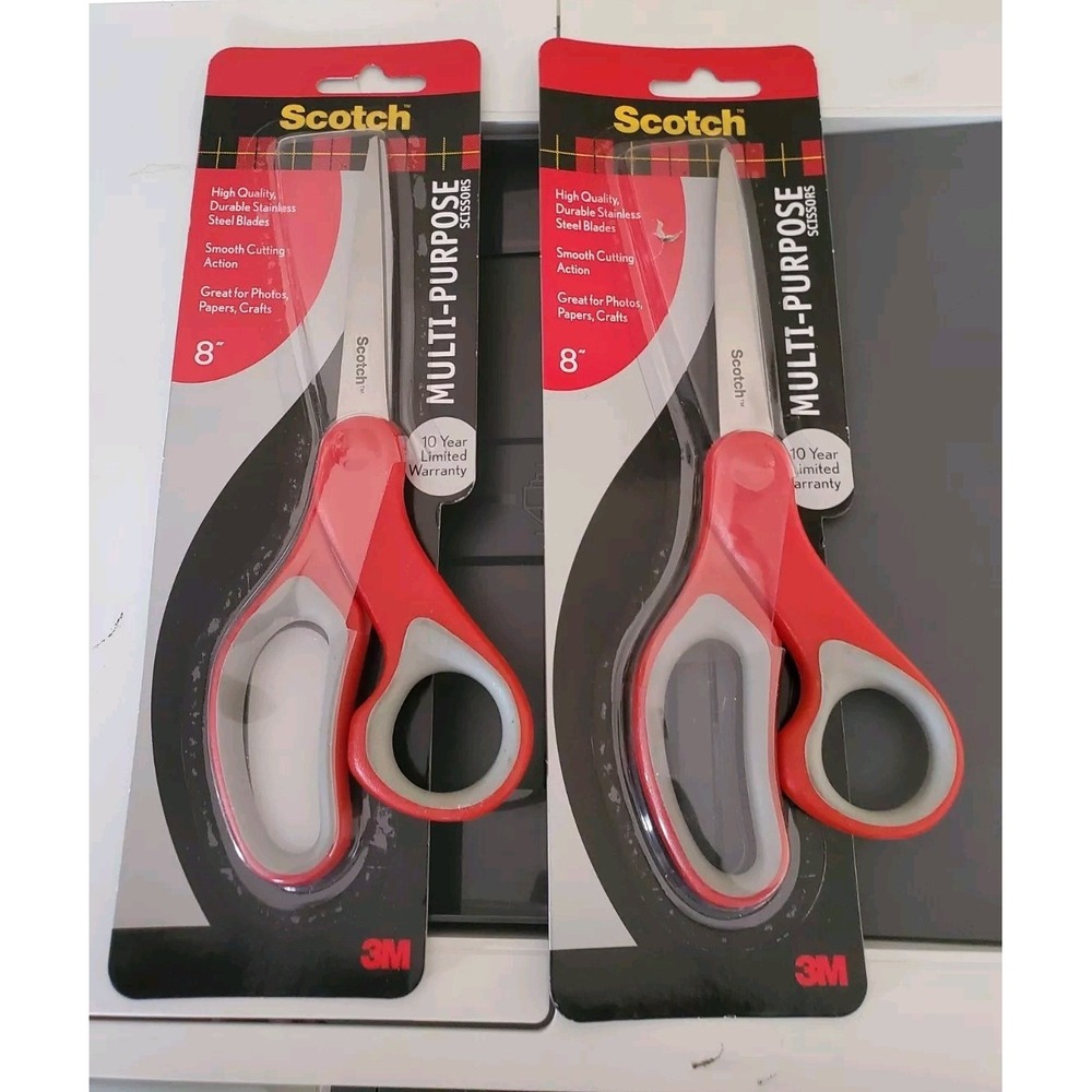 Scotch Multi-purpose Scissors - 8" Length - Straight-left/right - Lot Of 2.